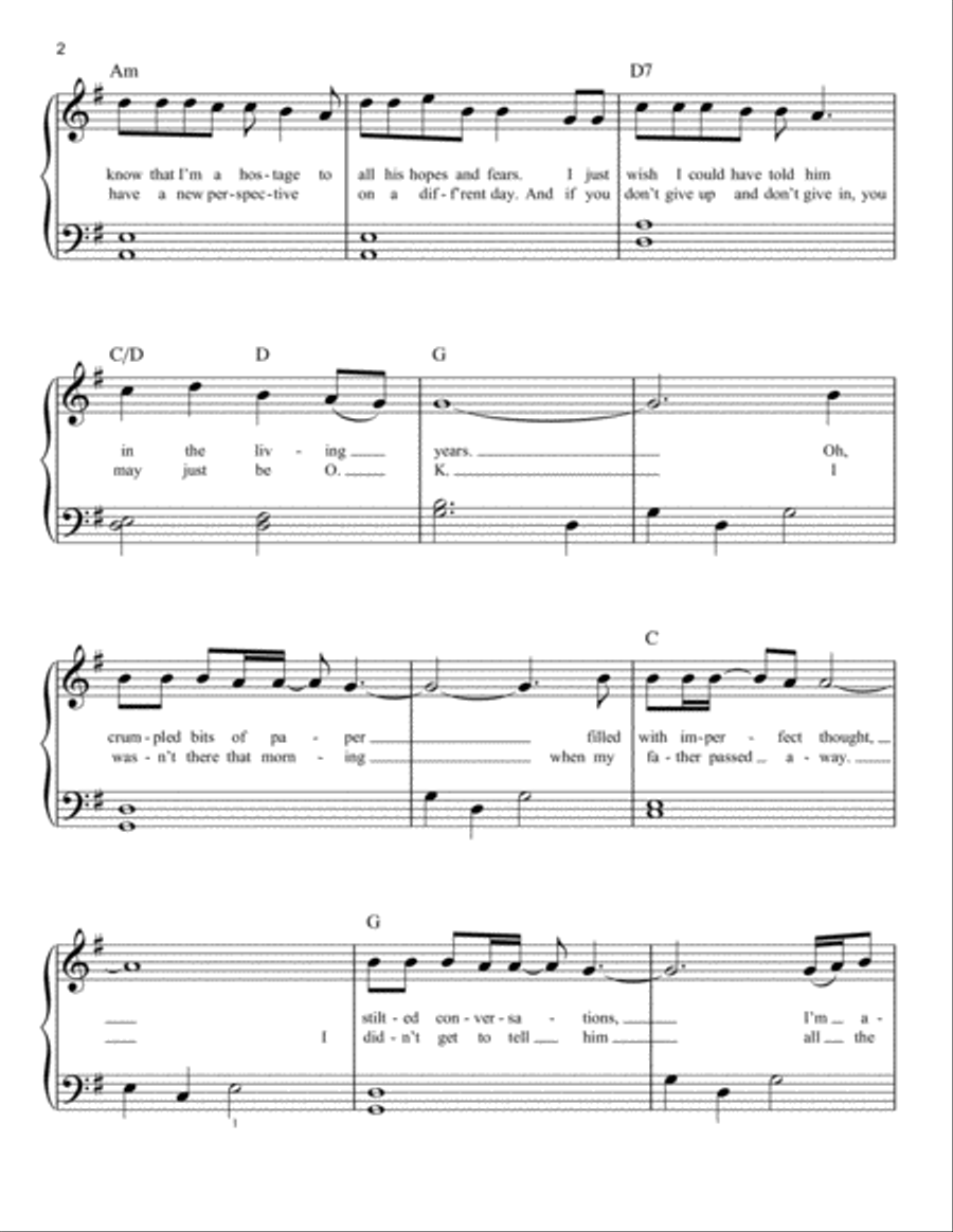 The Living Years Easy Piano scores gallery preview page 2