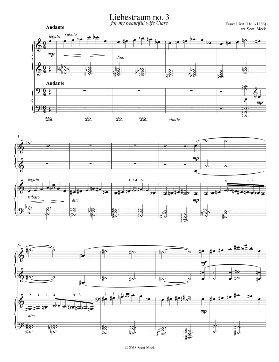 Liebestraum no. 3 (Piano 4-hands) Piano Duet scores gallery preview page 1