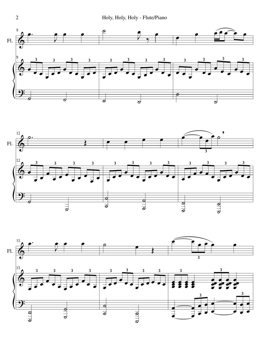 HOLY, HOLY, HOLY (Flute Piano and Flute Part) Flute Solo scores gallery preview page 2