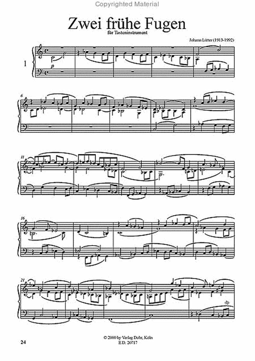 Sonate und Zwei frühe Fugen für Orgel