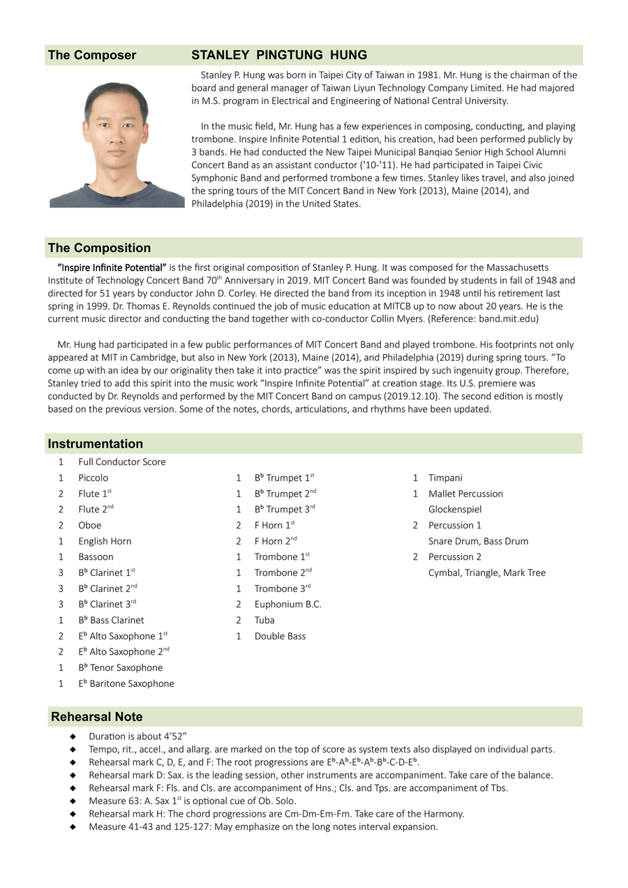 Inspire Infinite Potential ( Conductor Score ) Concert Band scores gallery preview page 3