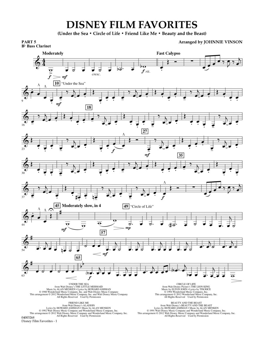 Disney Film Favorites - Pt.5 - Bb Bass Clarinet