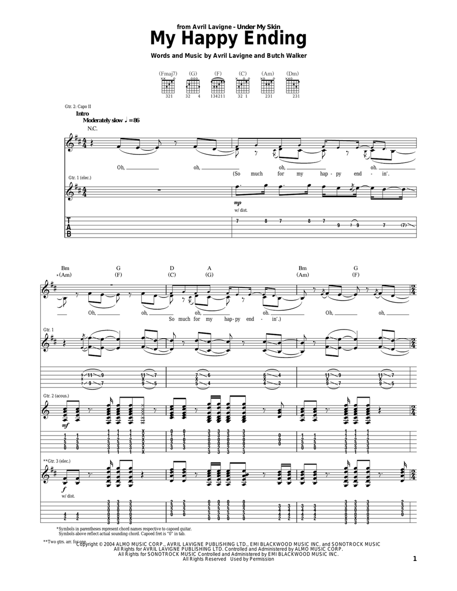 My Happy Ending Acoustic Guitar scores gallery preview page 1