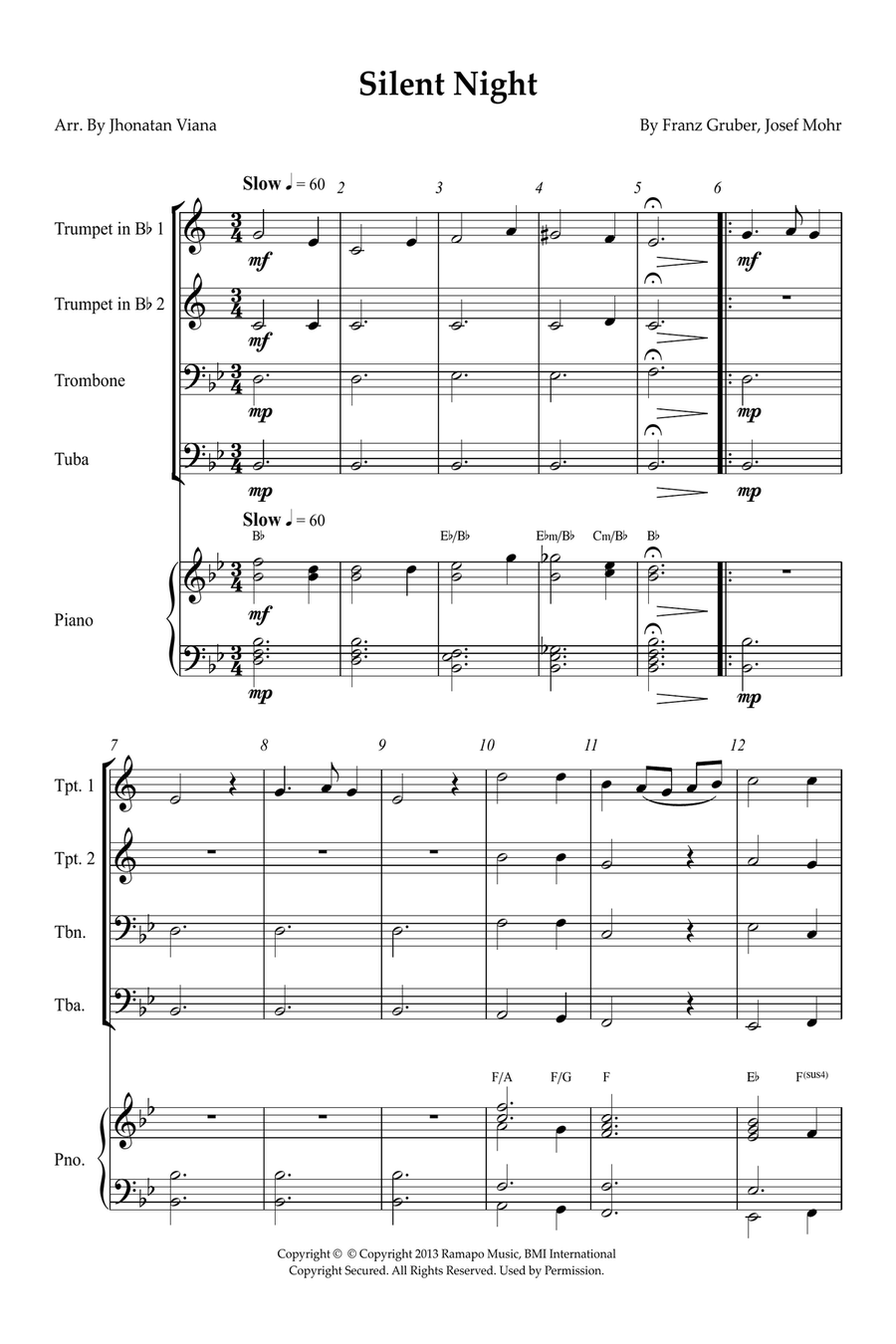 Silent Night Small Ensemble scores gallery preview page 1