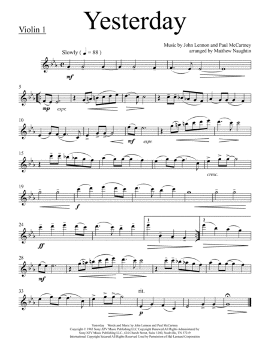 Yesterday String Quartet scores gallery preview page 4