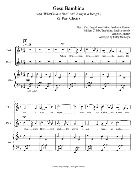Gesu Bambino (with "What Child is This?" and "Away in a Manger") (2-Part Choir, Piano) image number null