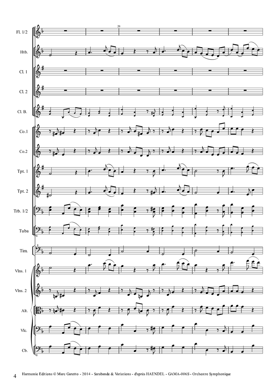 Sarabande & Variations - Georg Friedrich Haendel - Barry Lyndon Soundtrack for Full Orchestra (or St Full Orchestra scores gallery preview page 4