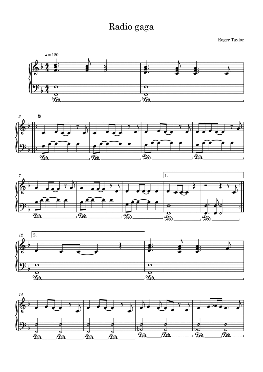Radio Ga Ga Easy Piano scores gallery preview page 1