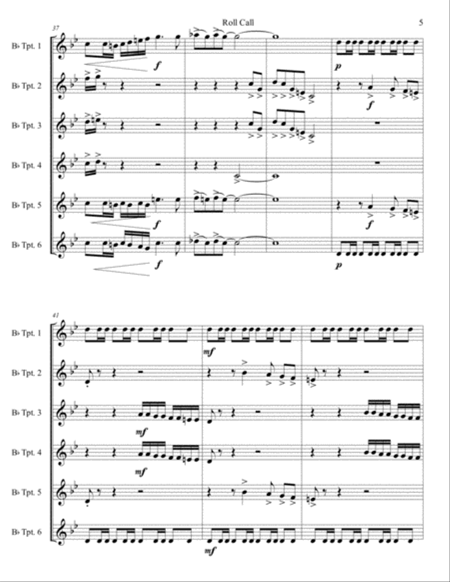 Roll Call For Six Trumpets Brass Ensemble scores gallery preview page 5