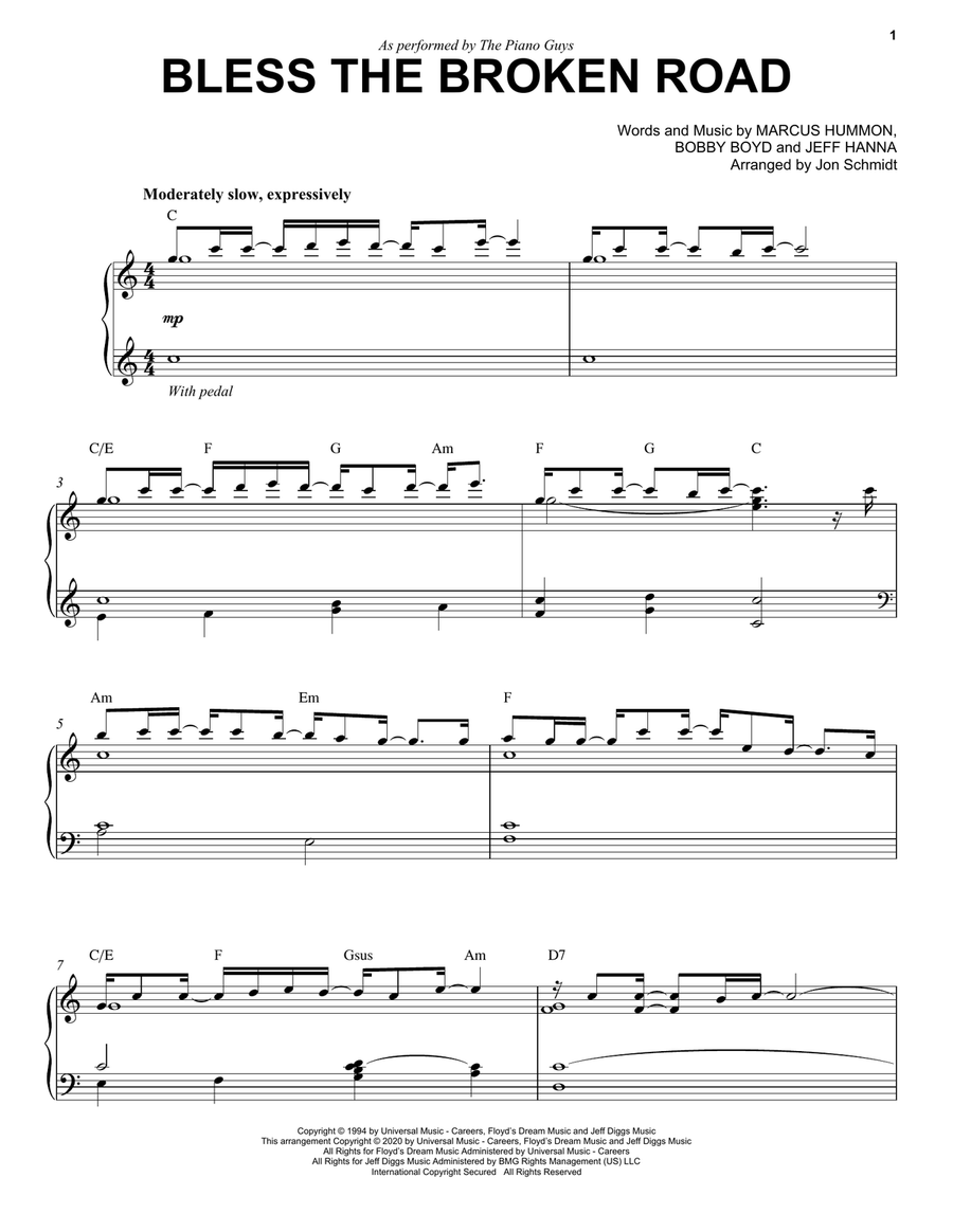 Bless The Broken Road Piano Solo scores gallery preview page 1