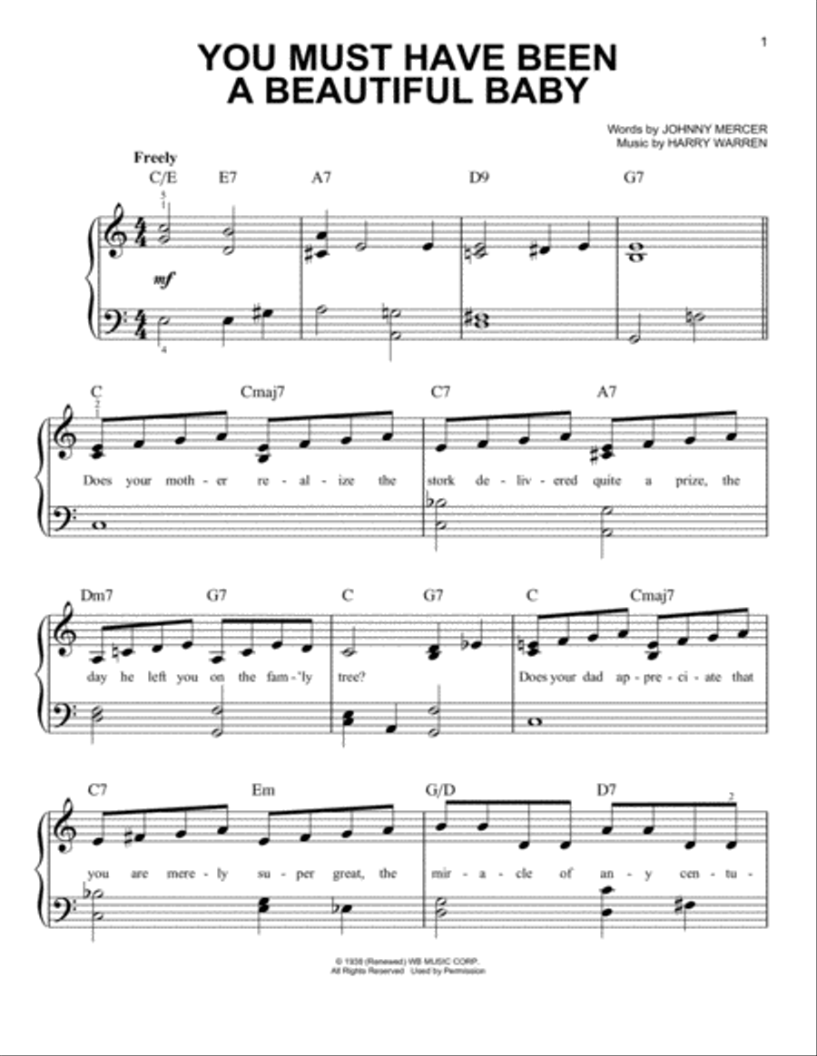 You Must Have Been A Beautiful Baby Easy Piano scores gallery preview page 1