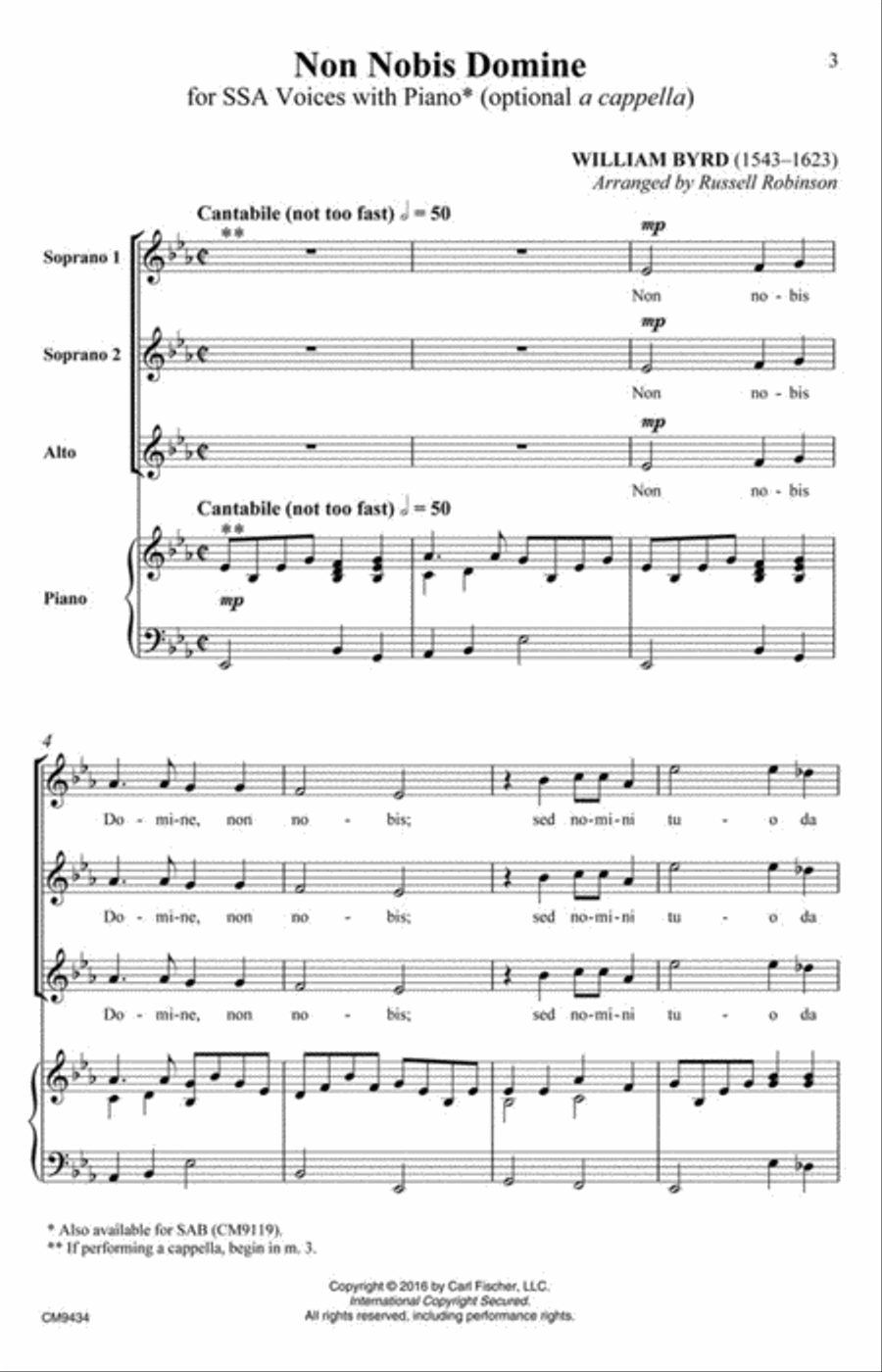 Non Nobis Domine SSA scores gallery preview page 2