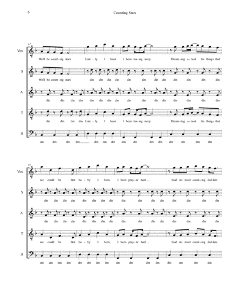 Counting Stars 4-Part scores gallery preview page 6