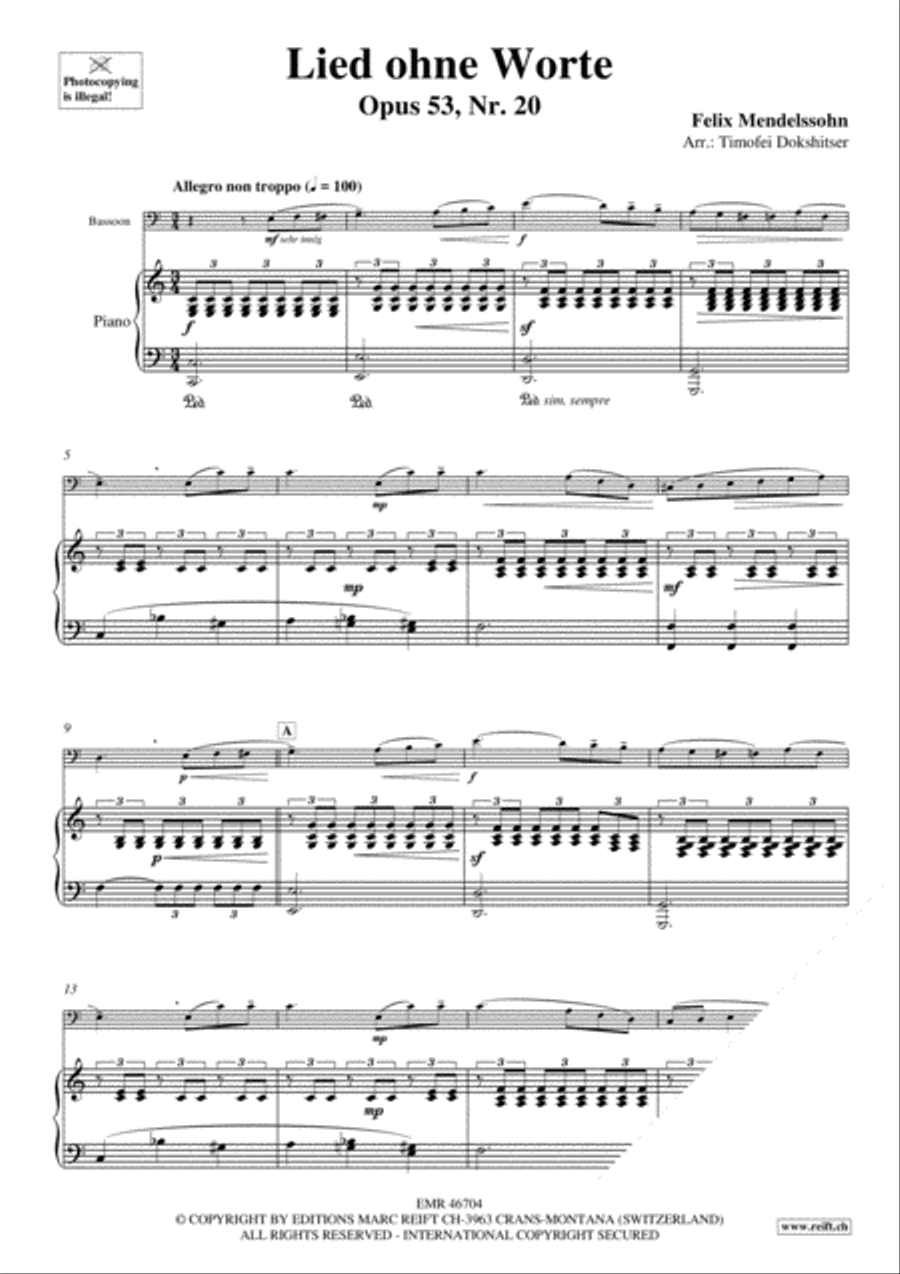 3 Lieder ohne Worte 3 Lieder ohne Worte Bassoon Solo scores gallery preview page 4