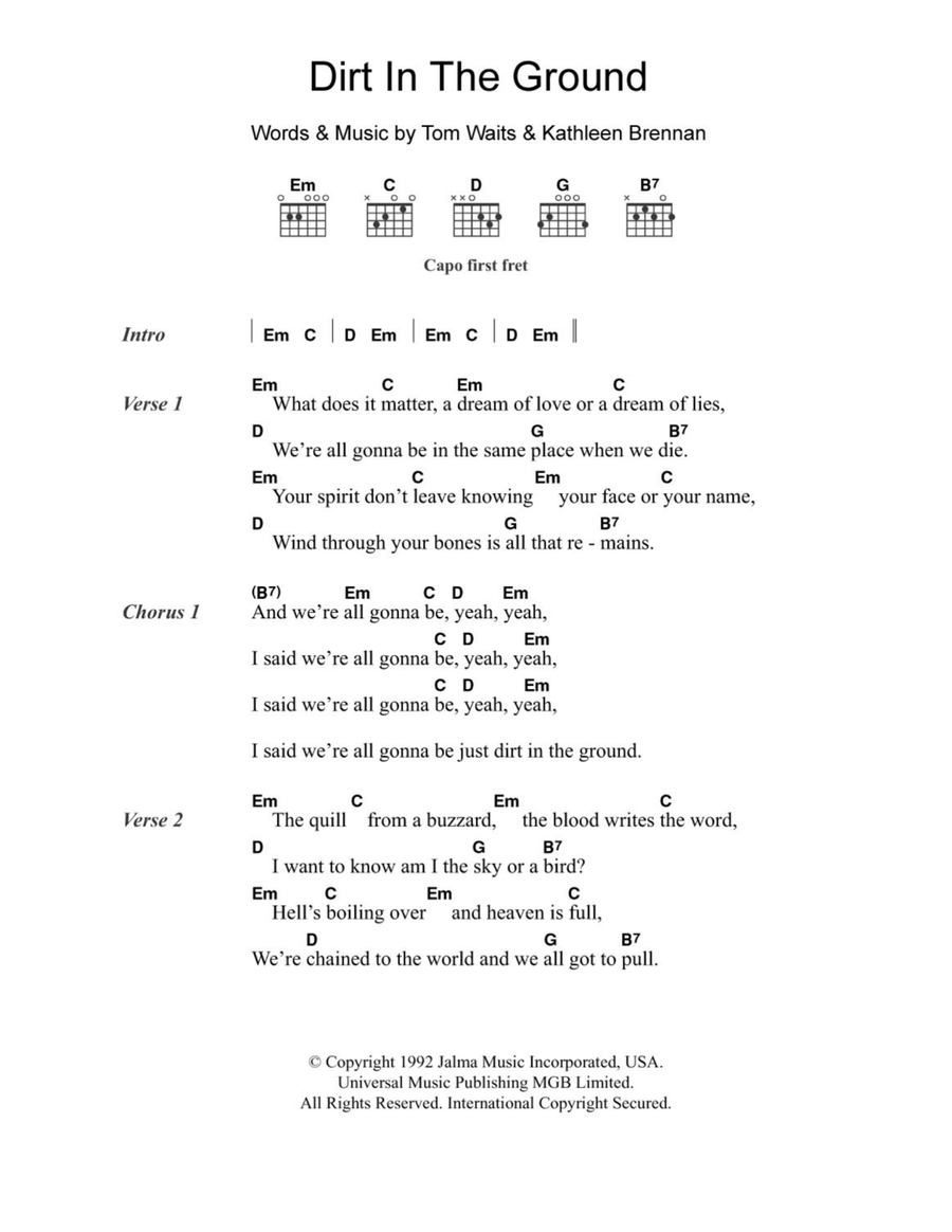 Dirt In The Ground Easy Guitar scores gallery preview page 1