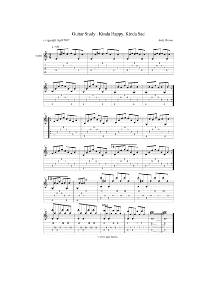 Guitar Study : Kinda Happy, Kinda Sad Classical Guitar scores gallery preview page 1