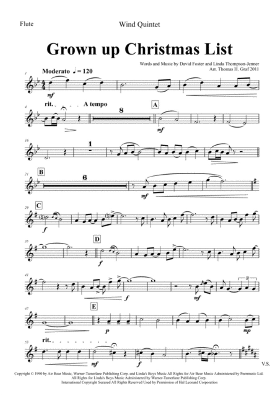 Grown-Up Christmas List Woodwind Quintet scores gallery preview page 5