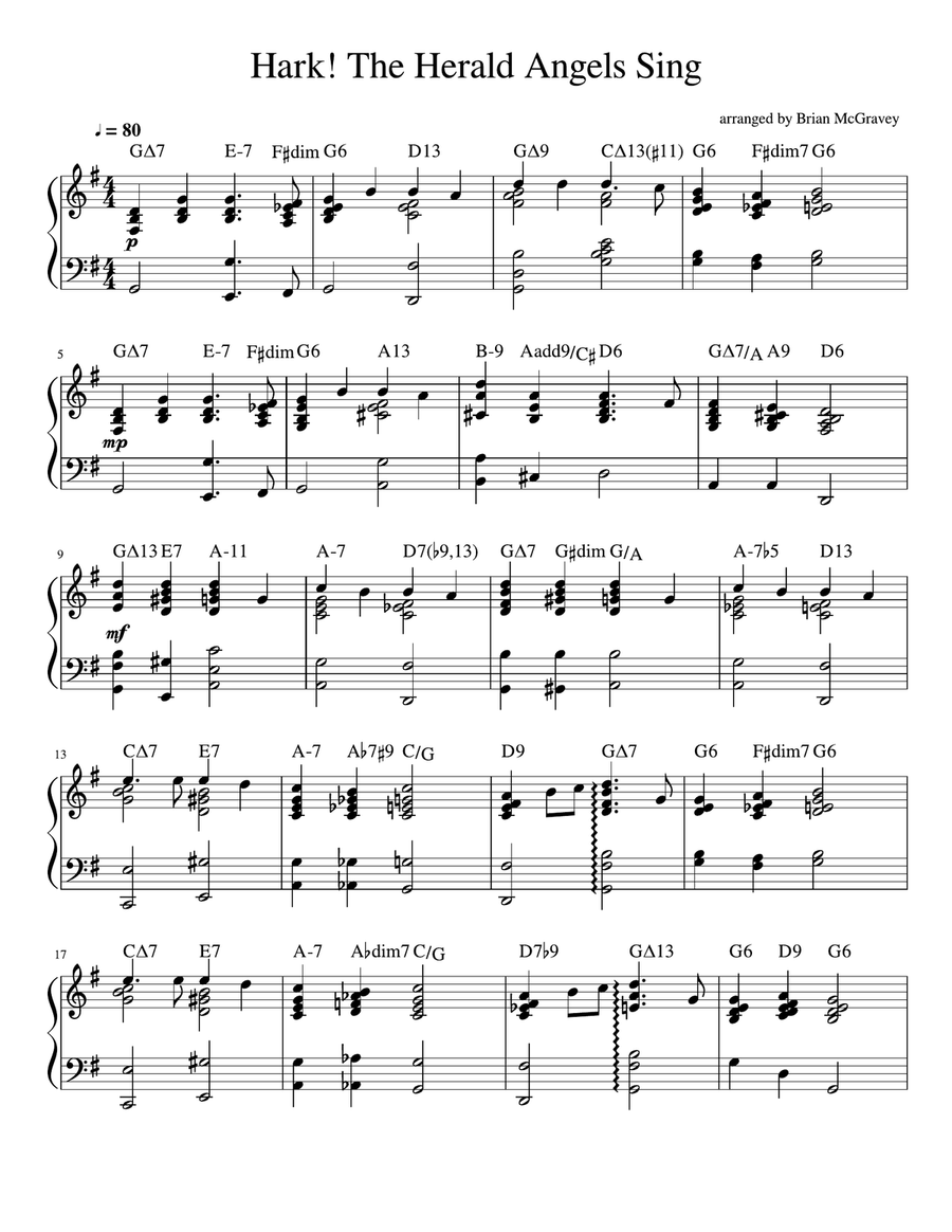 Hark the Herald Angels Sing (Jazz Piano) Piano Solo scores gallery preview page 1