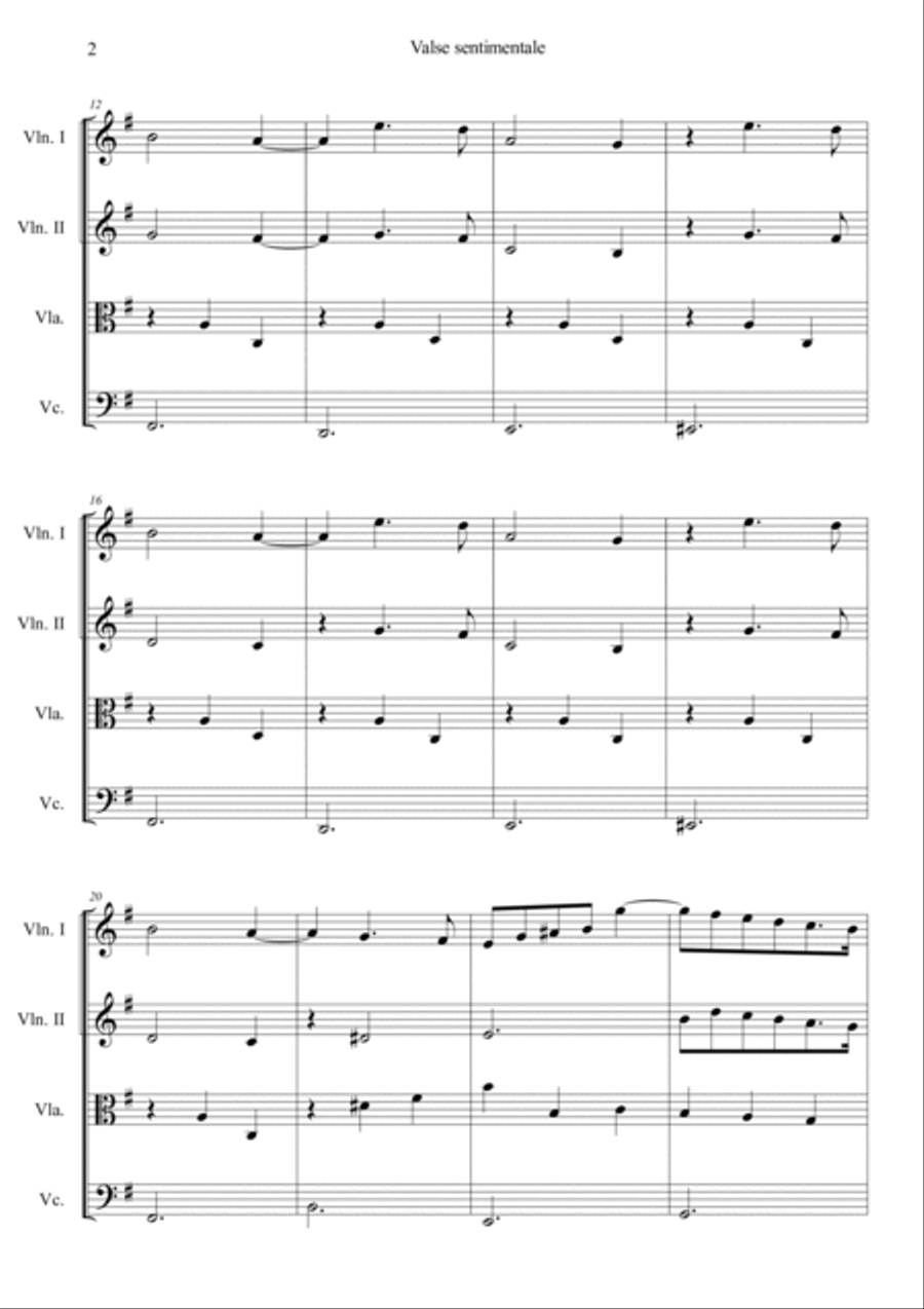 Valse sentimentale Op.51, No.6 String Quartet scores gallery preview page 2