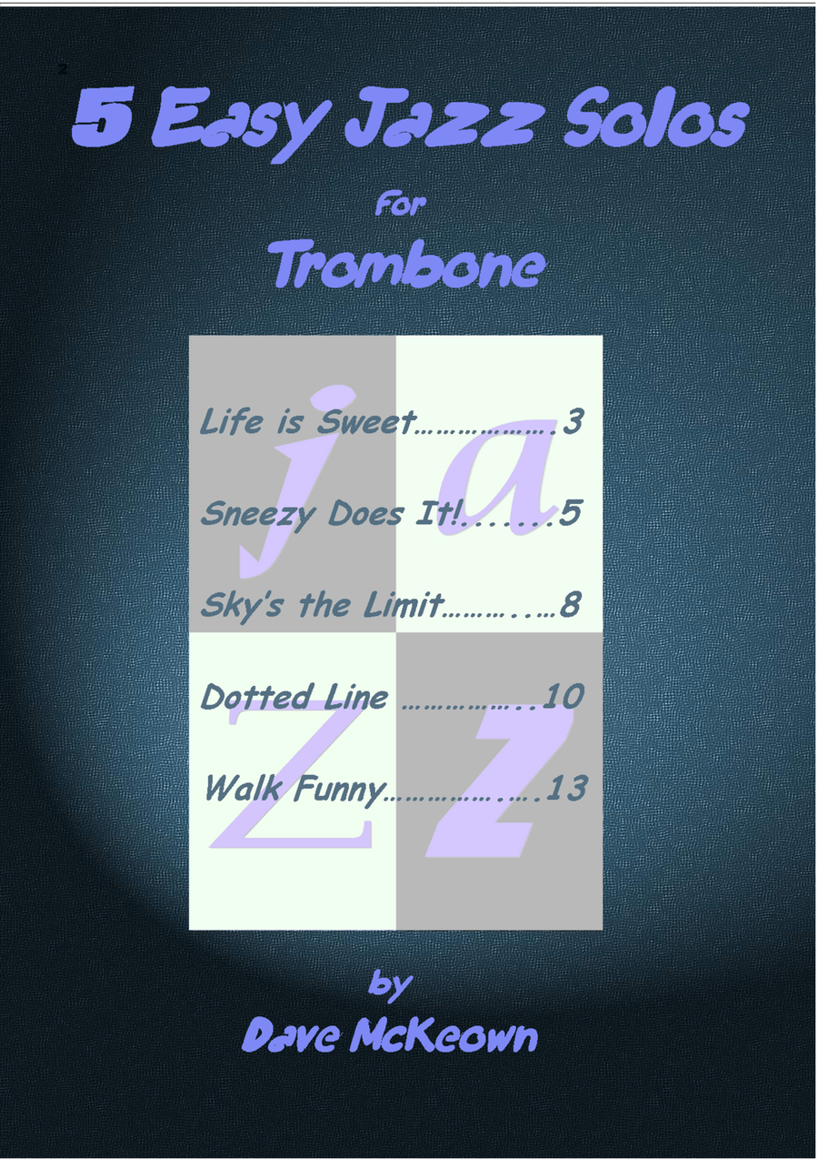 5 Easy Jazz Solos for Trombone and Piano Trumpet Solo scores gallery preview page 2