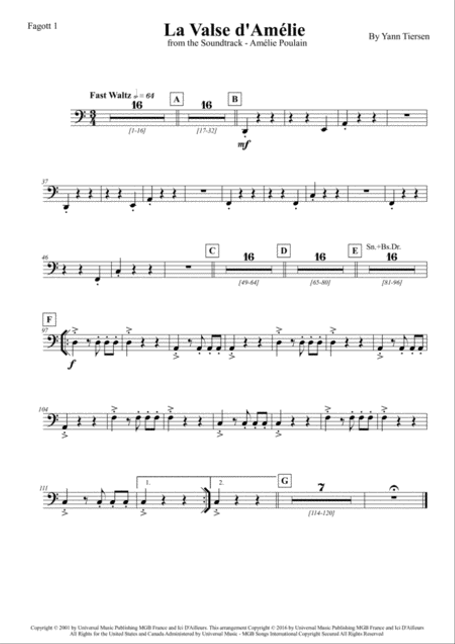 La Valse D'amelie La Valse D'amelie Large Ensemble scores gallery preview page 1