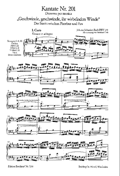 Cantata BWV 201 "Geschwinde, geschwinde, ihr wirbelnden Winde"