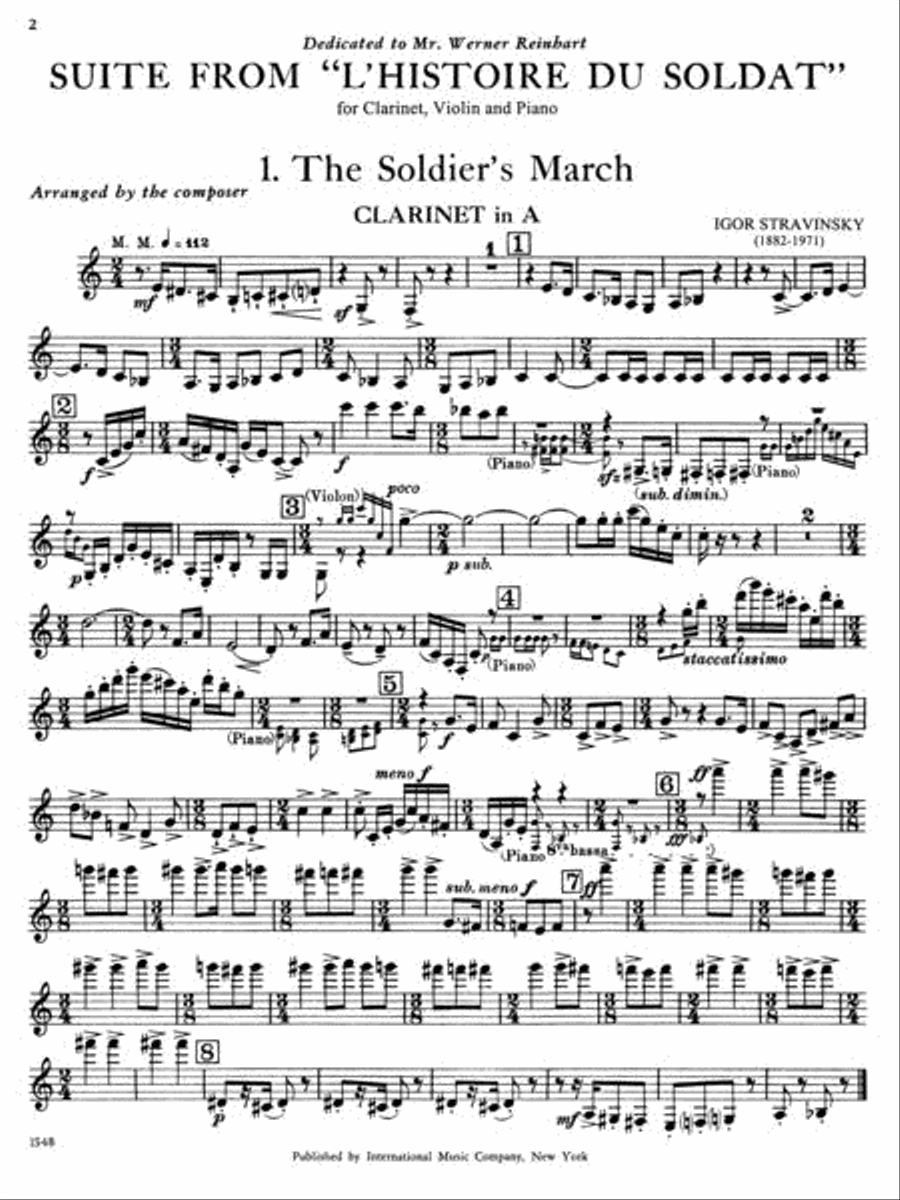 Suite from 'L'Histoire du Soldat' (for Clarinet, Violin, and Piano) A Clarinet scores gallery preview page 4