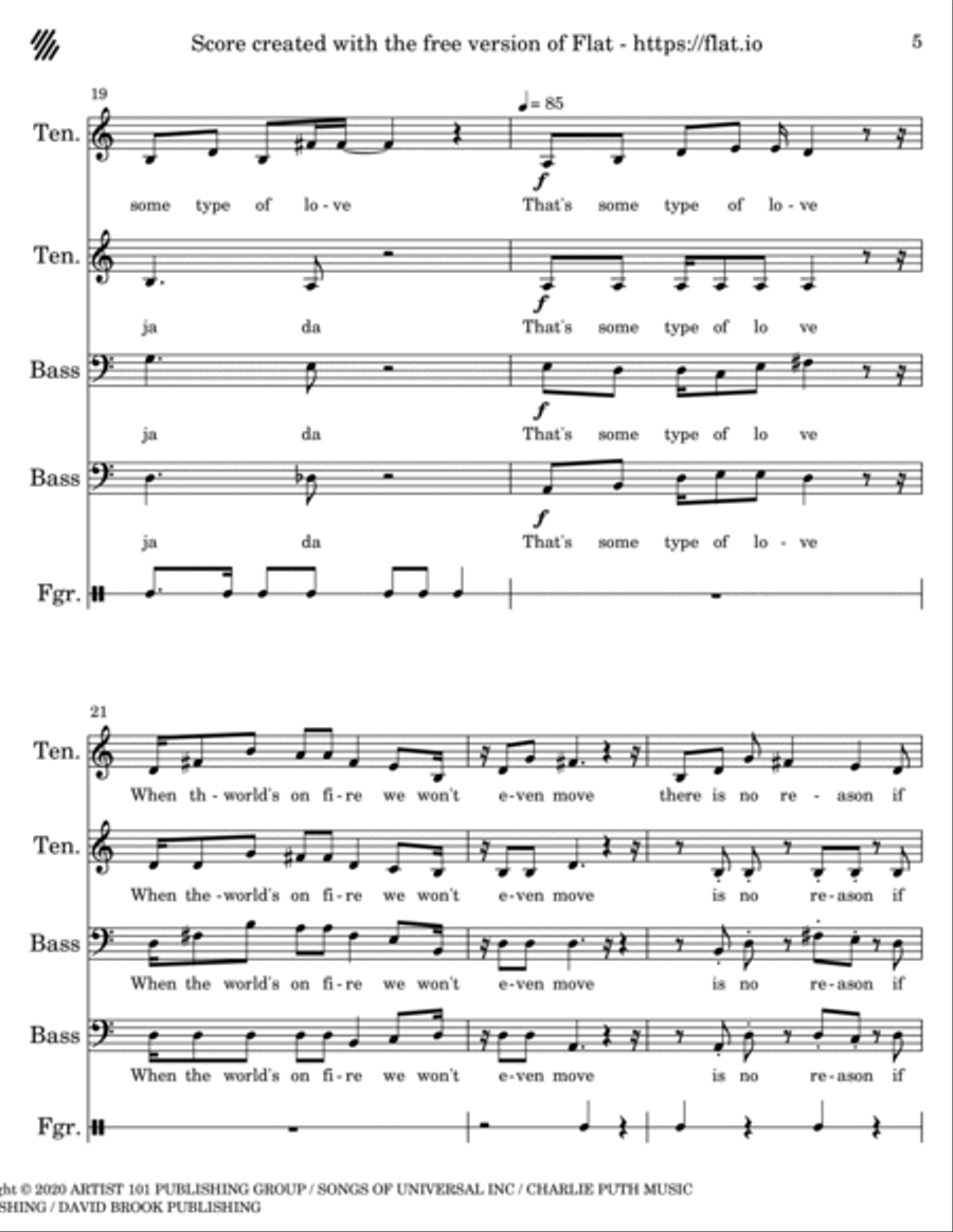 Some Type Of Love TTBB scores gallery preview page 5