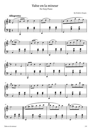 Book cover for Valse en la mineur - Urtext - Frédéric Chopin - For Easy Piano