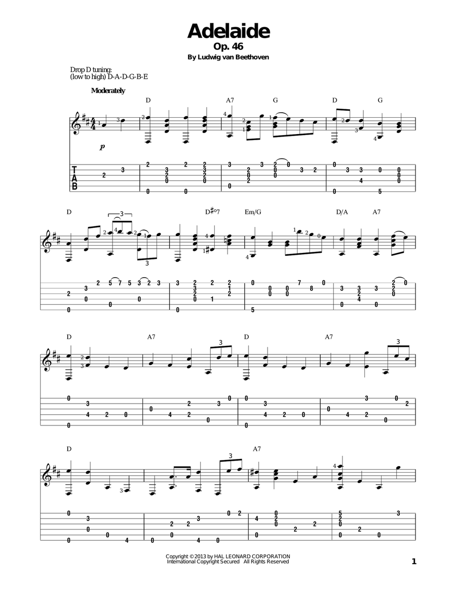 Adelaide, Op. 46 Acoustic Guitar scores gallery preview page 1