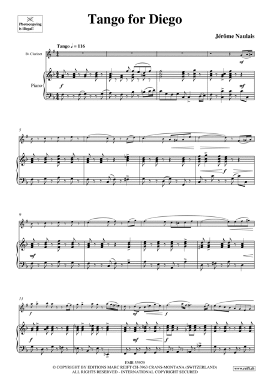 Tango for Diego Clarinet Solo scores gallery preview page 5