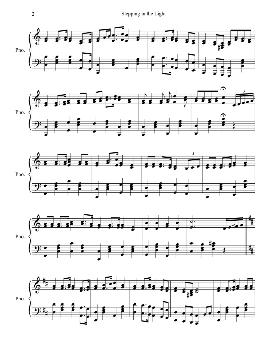 Stepping in the Light Piano Solo scores gallery preview page 3