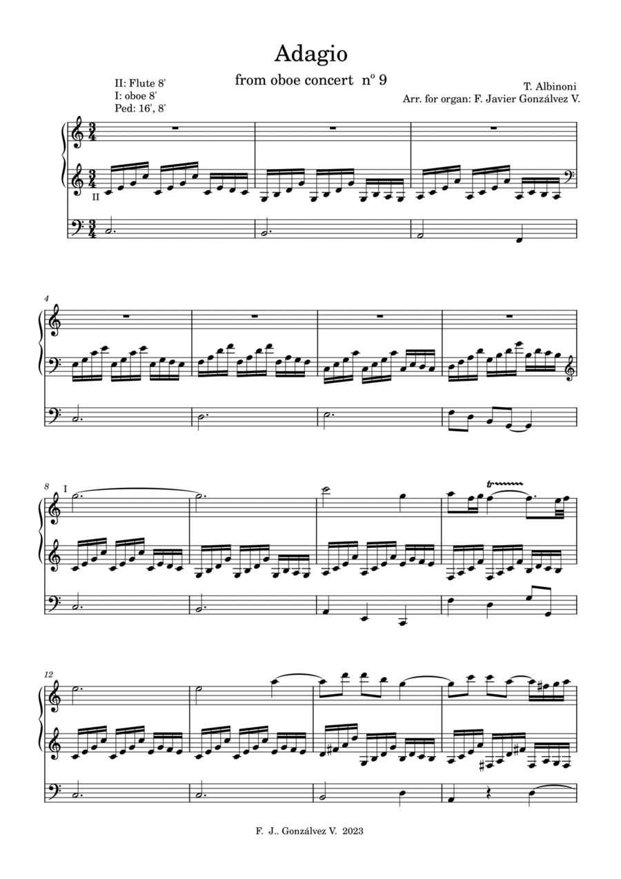 Adigo from oboe concert op 9 Albinoni Oboe scores gallery preview page 1