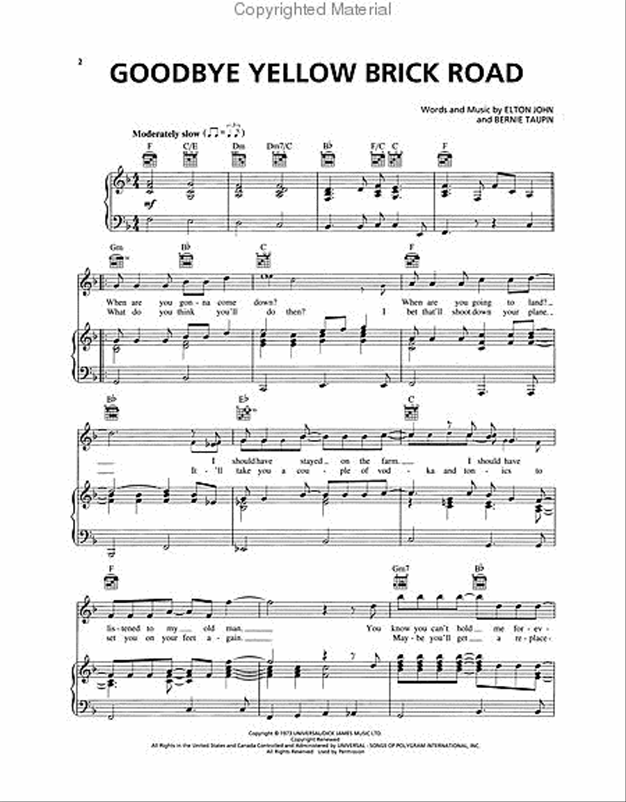 Elton John – Rocket Man: Number Ones Piano, Vocal, Guitar scores gallery preview page 2