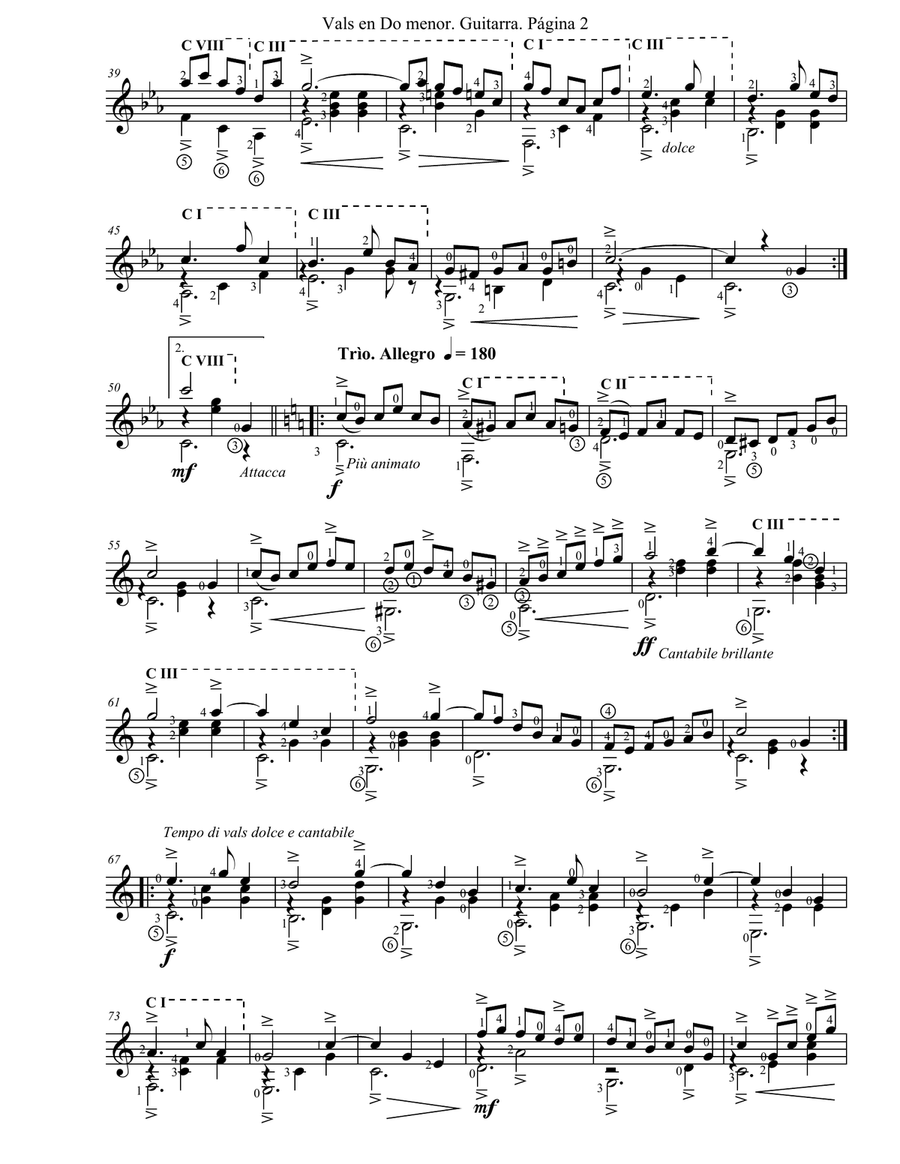 Vals en Do menor para Guitarra Solista por JUAN CARLOS CORTÉS A. Classical Guitar scores gallery preview page 2