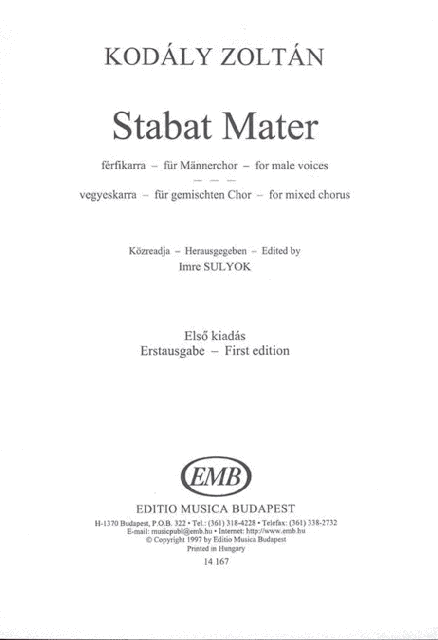 Stabat Mater für Mannerchor - für gemischten Cho 4-Part scores gallery preview page 1