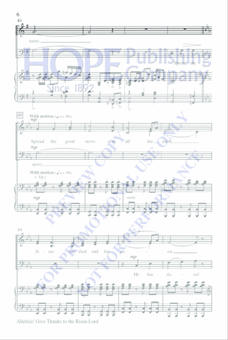 Alleluia! Give Thanks to the Risen Lord 4-Part scores gallery preview page 6