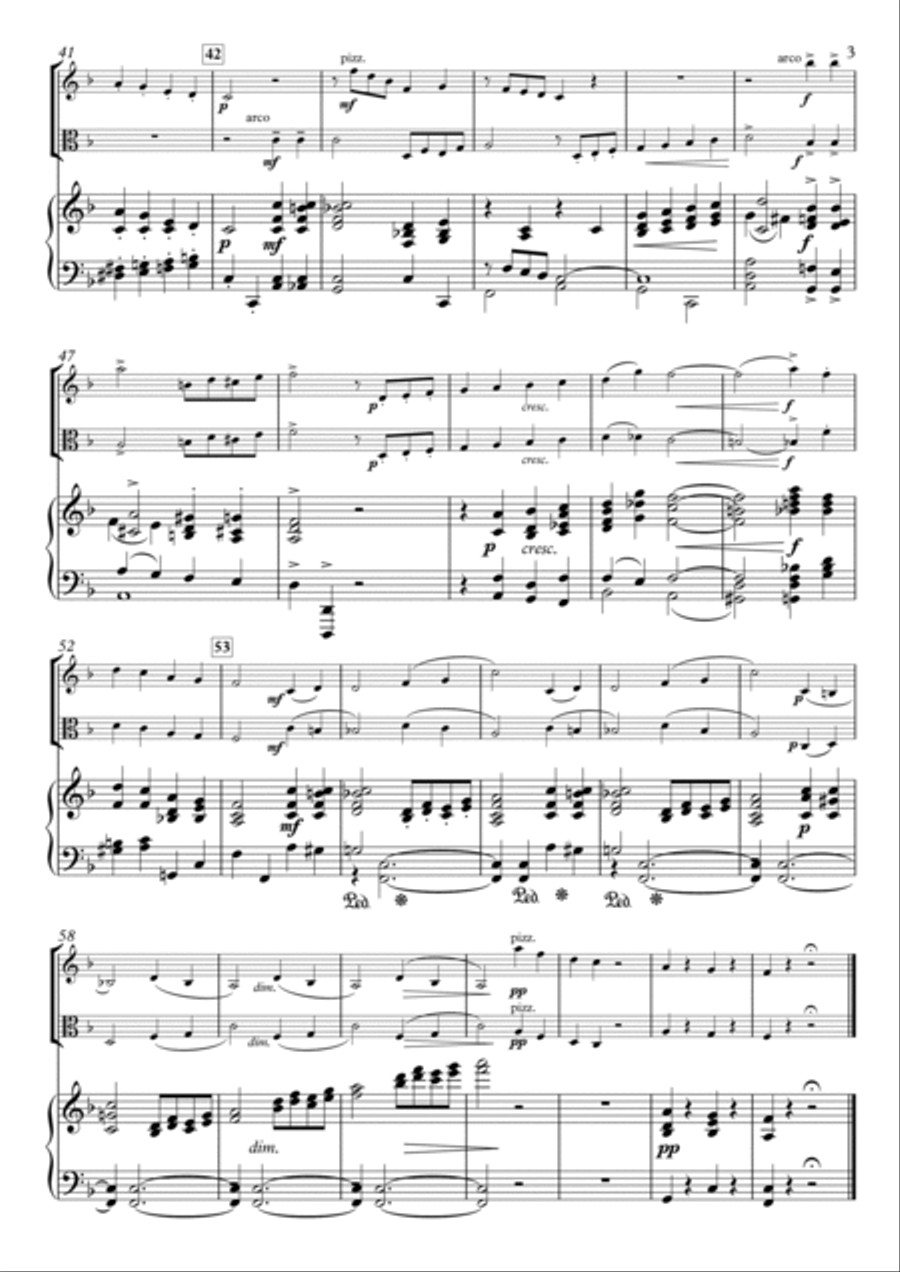 Miniatures, No.2 Gavotte H.87-2 for Violin, Viola & Piano Piano Trio scores gallery preview page 3