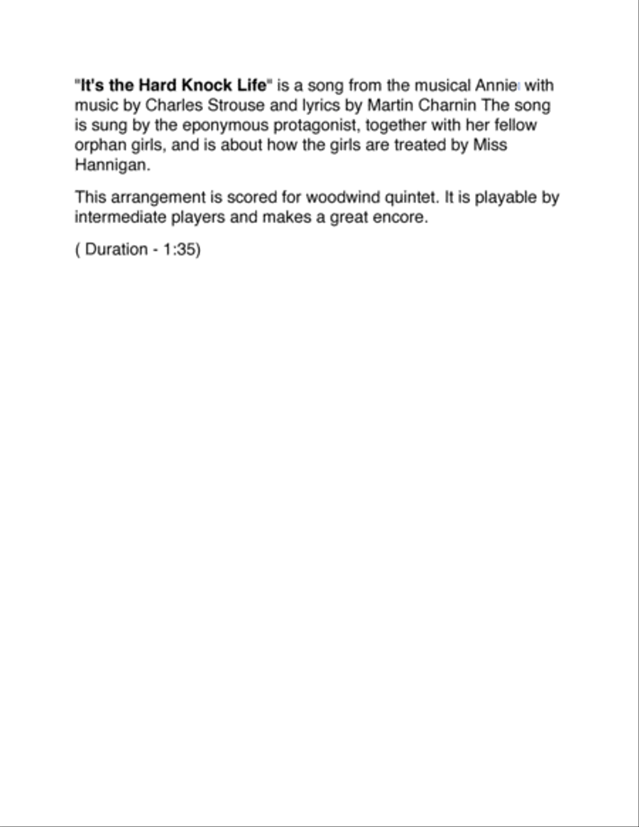 It's The Hard-knock Life Woodwind Quintet scores gallery preview page 2