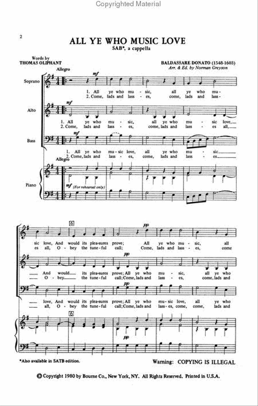 All Ye Who Music Love 3-Part scores gallery preview page 2