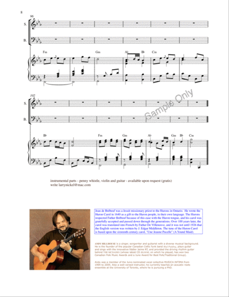 Huron Carol Huron Carol Choir scores gallery preview page 8