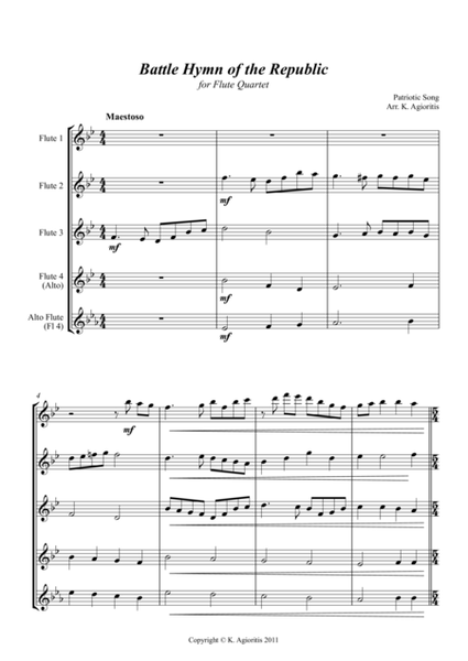 Battle Hymn of the Republic - Jazz Arrangement for Flute Quartet image number null