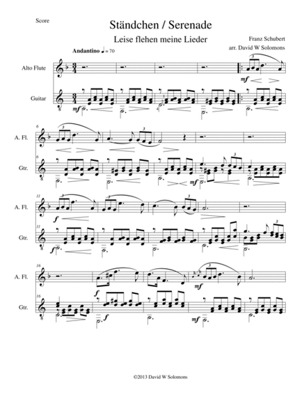 Ständchen (Leise flehen meine Lieder) for alto flute and guitar image number null