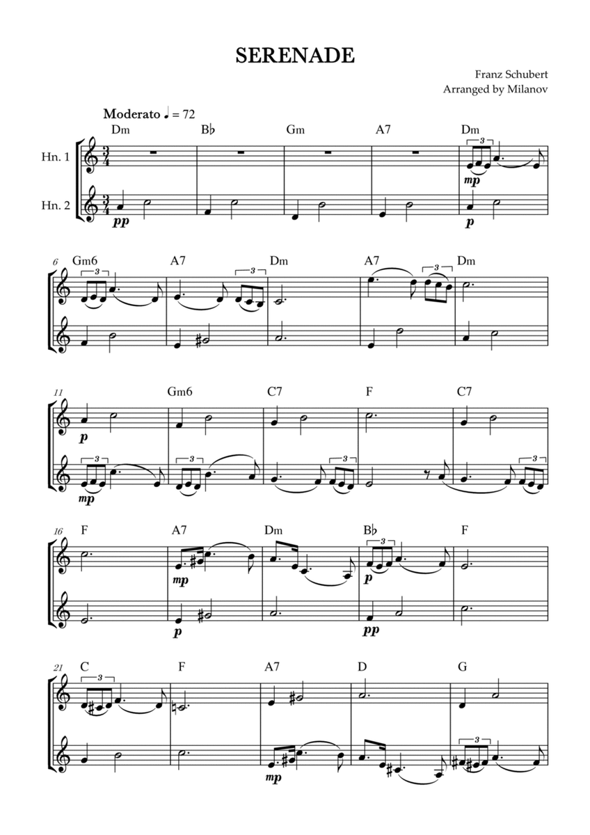 Serenade | Schubert | French horn duet | Chords image number null