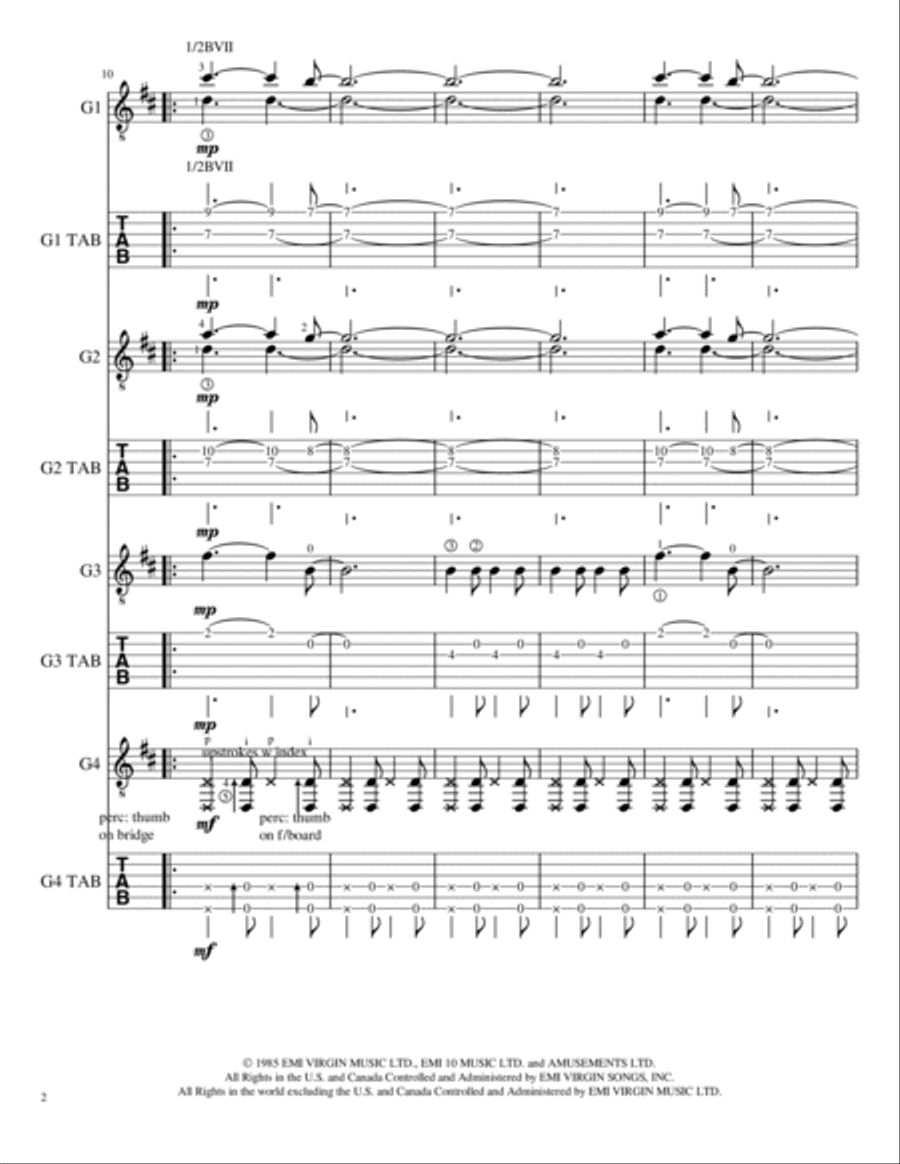 Everybody Wants To Rule The World Guitar Ensemble scores gallery preview page 3