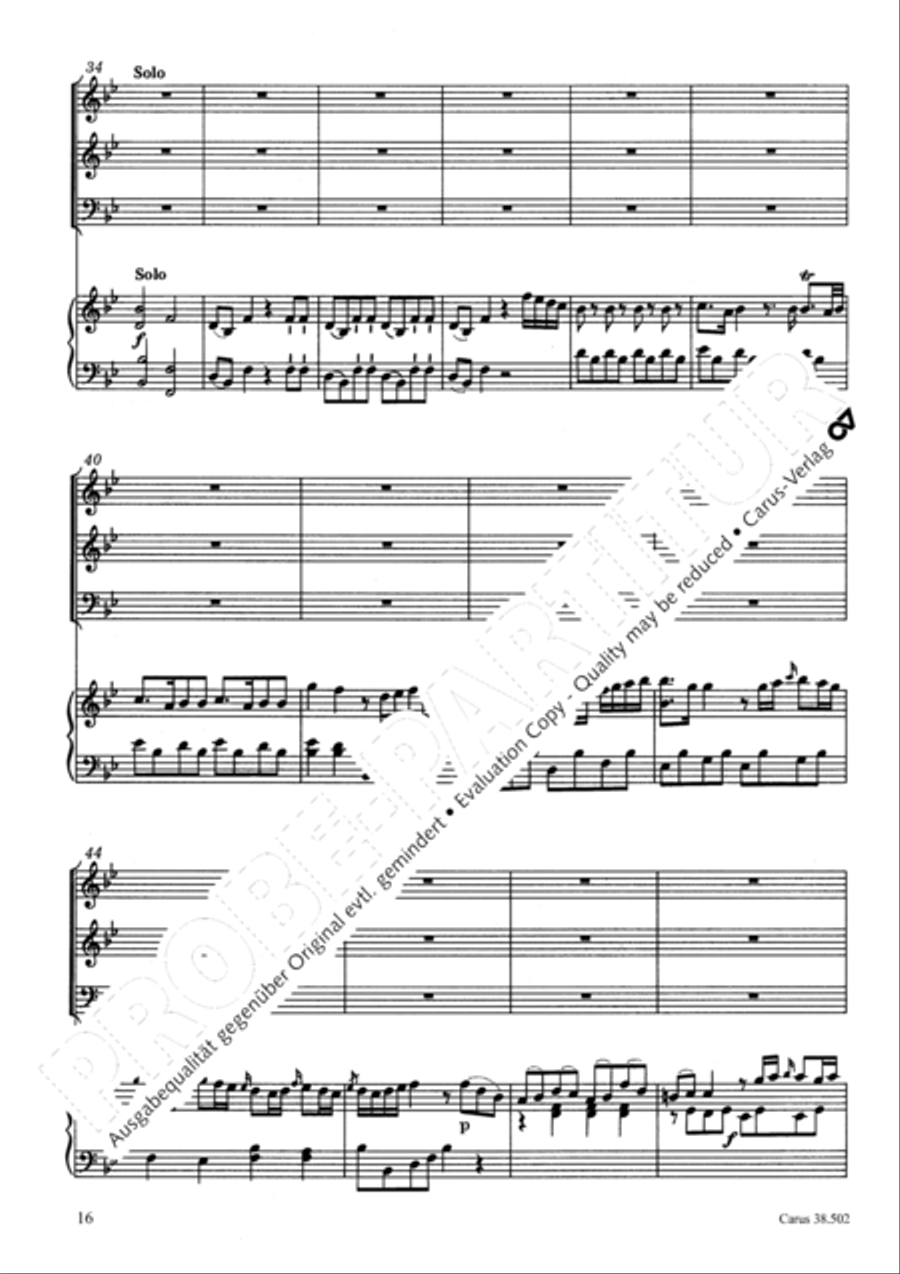 Organ Concerto in B flat major (Orgelkonzert in B) Violin scores gallery preview page 19