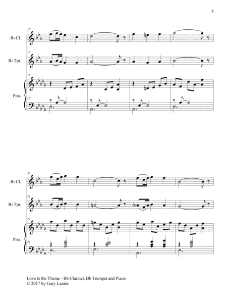 LOVE IS THE THEME (Trio – Bb Clarinet, Bb Trumpet & Piano with Score/Part) image number null