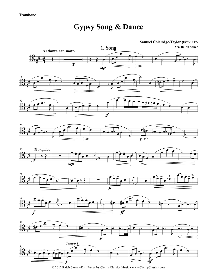 Gypsy Song and Dance for Trombone and Piano Piano scores gallery preview page 1