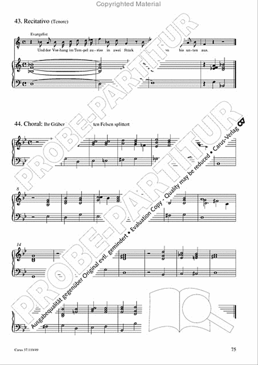 Markuspassion. Werkausgabe Reihe 1, Bd. 7 (Homilius) Organ scores gallery preview page 76