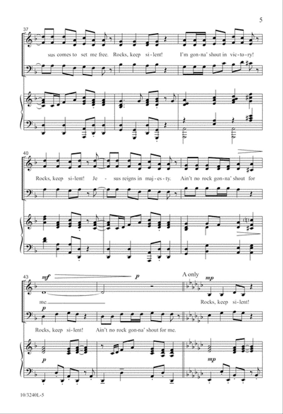 Ain't No Rock Gonna' Shout for Me 3-Part scores gallery preview page 5